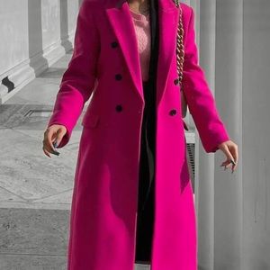 Zara fuchsia pink wool coat